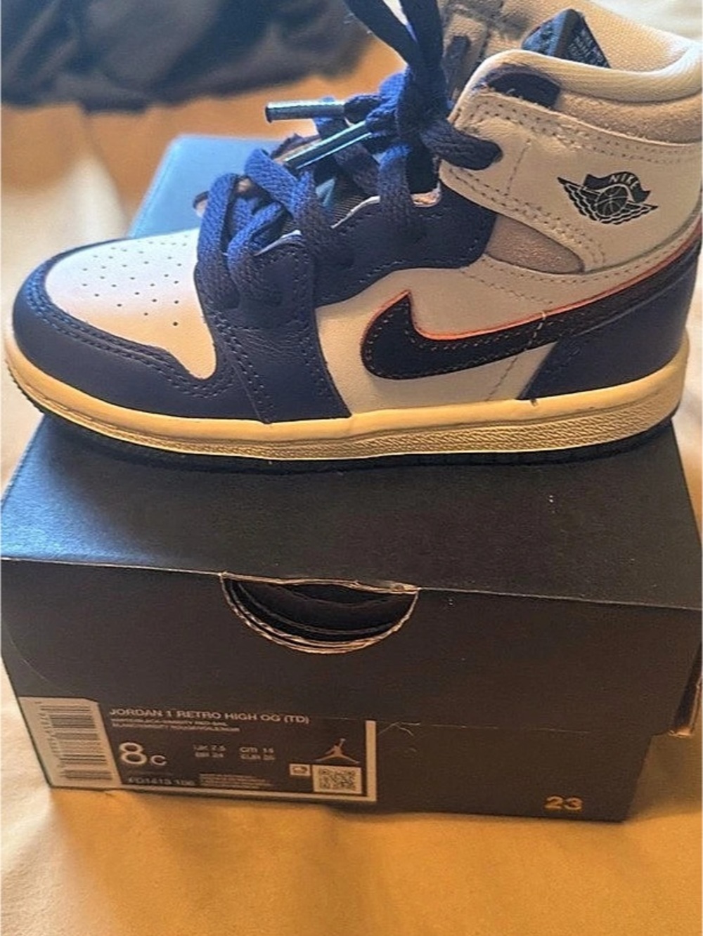 Nike Air Jordan 1 High-Top Sneakers Blue & White Boys US 8C Like New